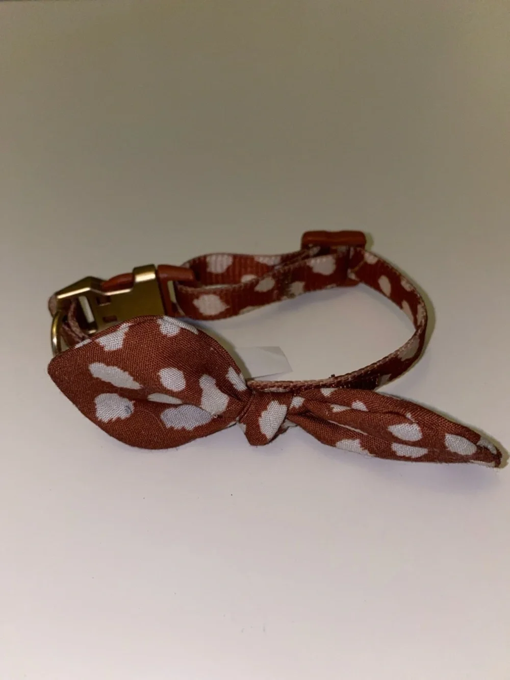 Vibrant Life Fawn Dot Dog Collar w/ Bow - Size XS (7-9